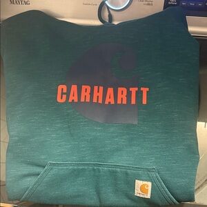 Carhartt Green Sweatshirt with Orange Logo